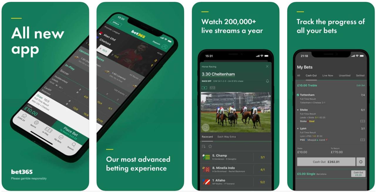 Mobile app for Bet365 sports betting