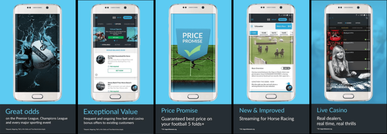 Mobile app for BetVictor betting