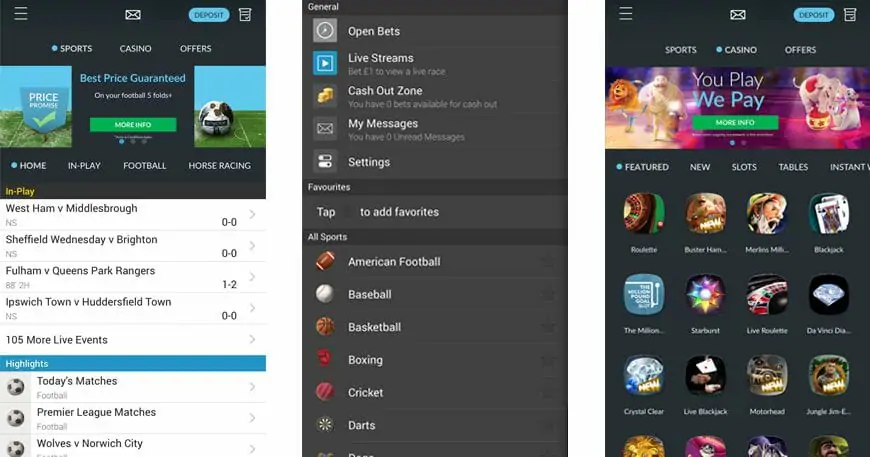 Mobile app for BetVictor betting