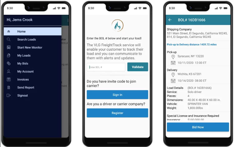 Mobile app for TMS transportation management