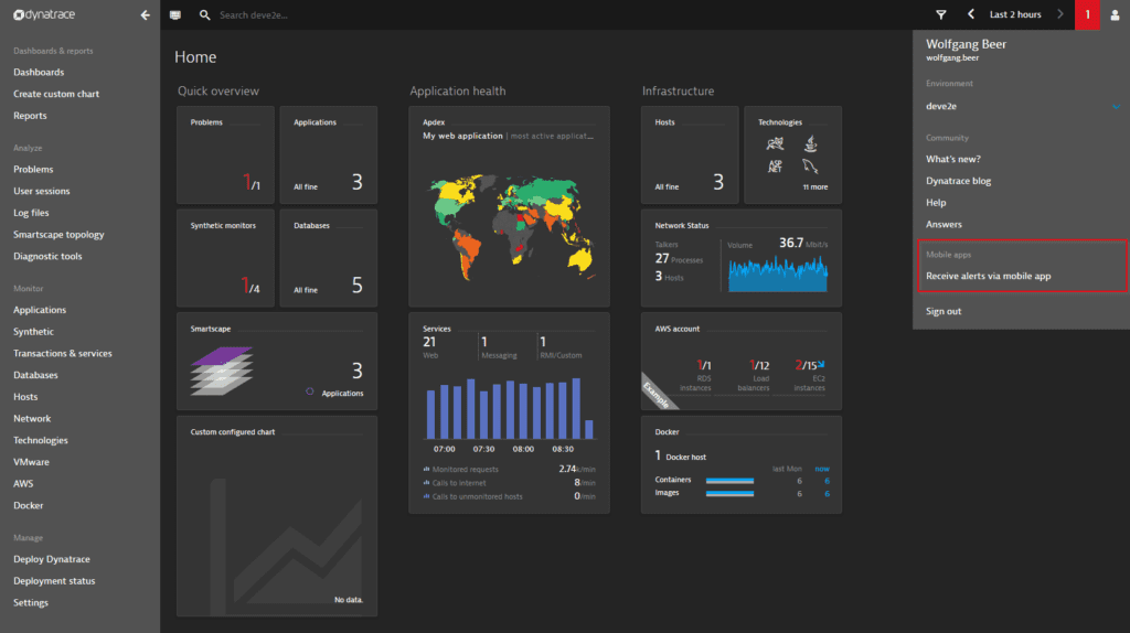 Mobile app monitoring tool for Dynatrace